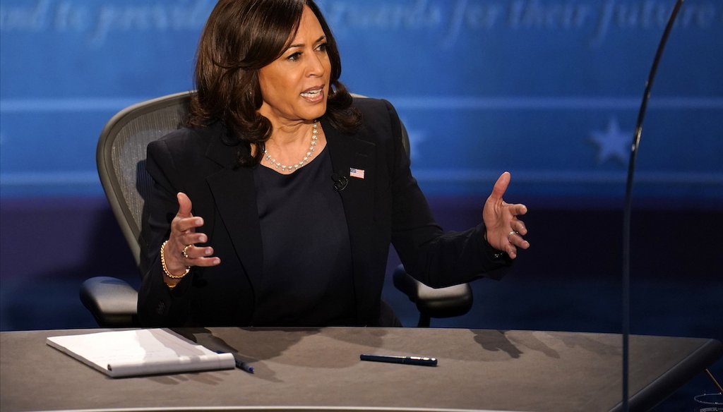 Vice President Kamala Harris participates in the vice presidential debate with former Vice President Mike Pence on Oct. 7, 2020, in Salt Lake City. (AP)