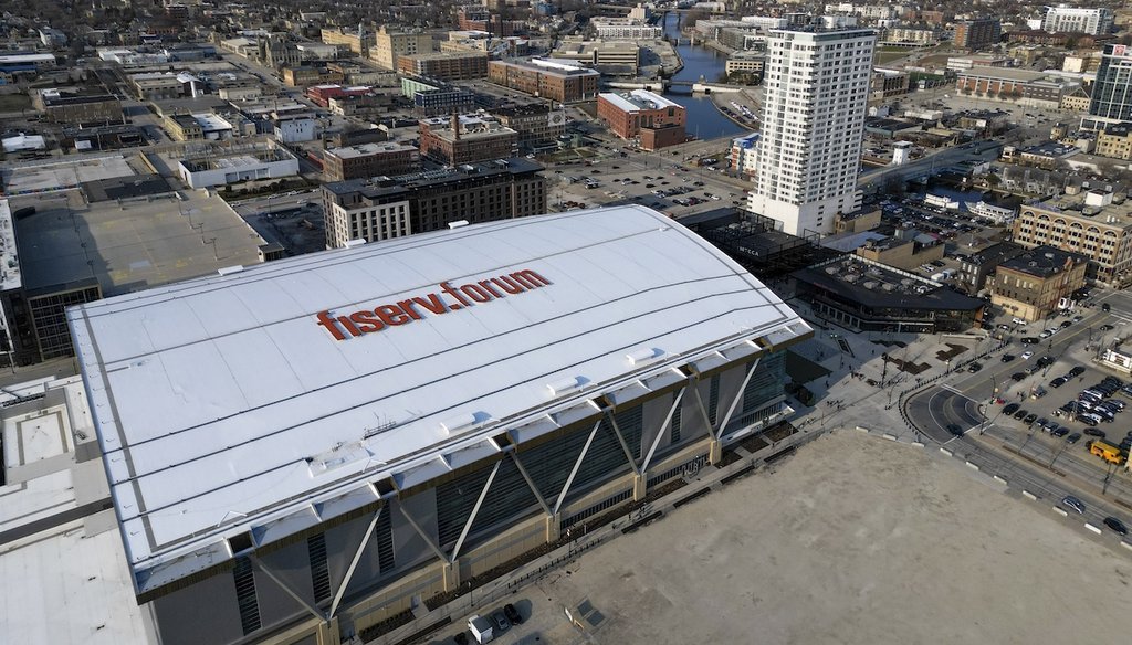 The Fiserv Forum in Milwaukee, where Republican candidates for president will gather for their first debate on Aug. 23, 2023. (AP)