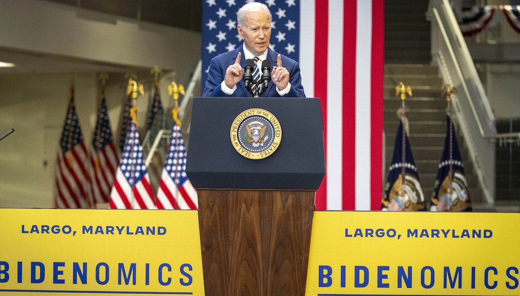 President Joe Biden speaks about the economy in Largo, Md., on Sept. 14, 2023. (AP)