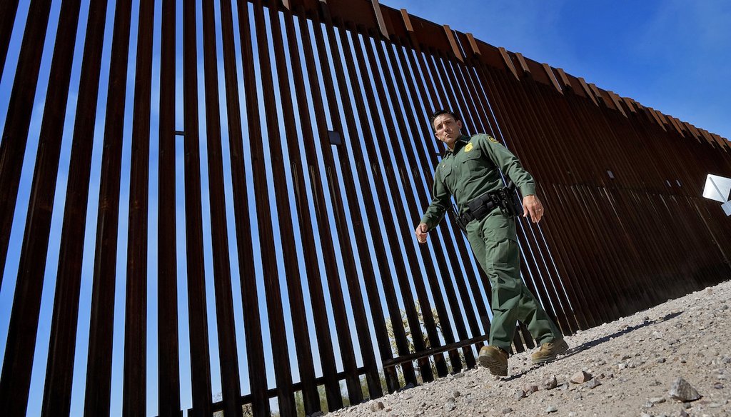 Border Patrol Deputy Chief for the Tucson Sector Justin De La Torre walks along the border fence of the U.S.-Mexico border, on Aug. 29, 2023, in Organ Pipe Cactus National Monument near Lukeville, Ariz. (AP)
