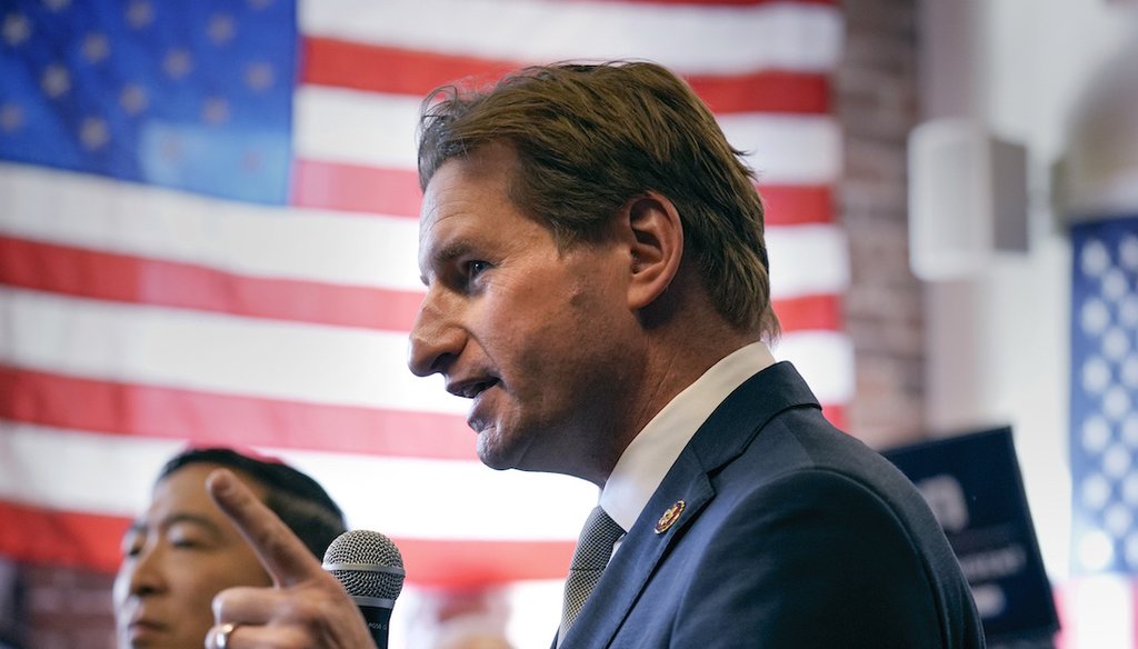 Democratic presidential candidate Rep. Dean Phillips, D-Minn., gestures while addressing a gathering during a campaign stop, Jan. 18, 2024, in Manchester, N.H. (AP)