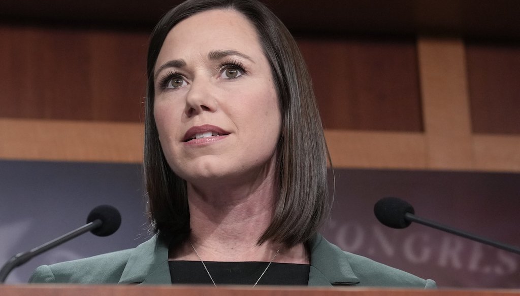 Sen. Katie Britt, R-Ala., speaks during a news conference on the border, Feb. 15, 2023, on Capitol Hill in Washington. (AP)