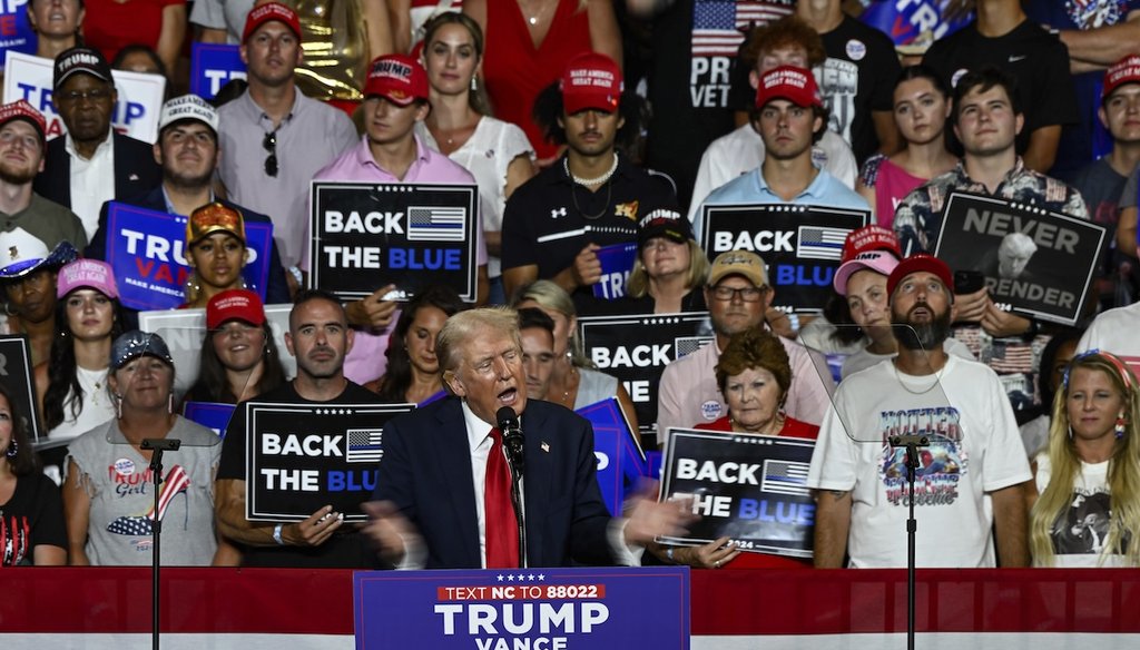 Former President Donald Trump speaks July 24, 2024, at a campaign rally in Charlotte, N.C. (AP)