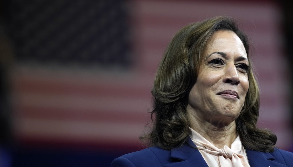 Democratic presidential nominee Vice President Kamala Harris listens as her running mate Minnesota Gov. Tim Walz speaks at a campaign rally in Philadelphia on Aug. 6, 2024. (AP)