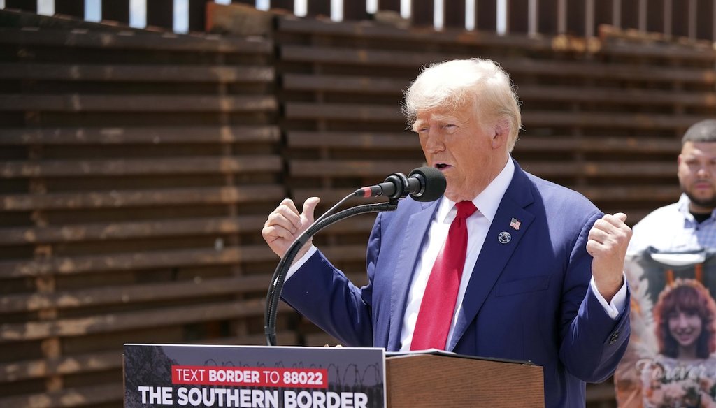 Former President Donald Trump speaks during a campaign event in Sierra Vista, Arizona on Aug. 22, 2024. (AP)