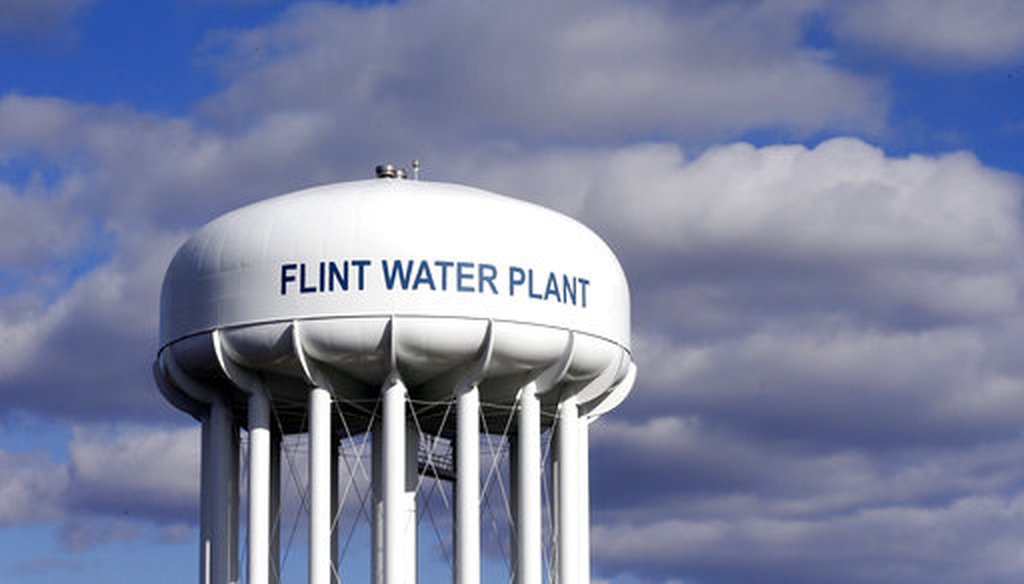 The Flint Water Plant water tower in Flint, Mich., on March 21, 2016. (AP/Carlos Osorio)