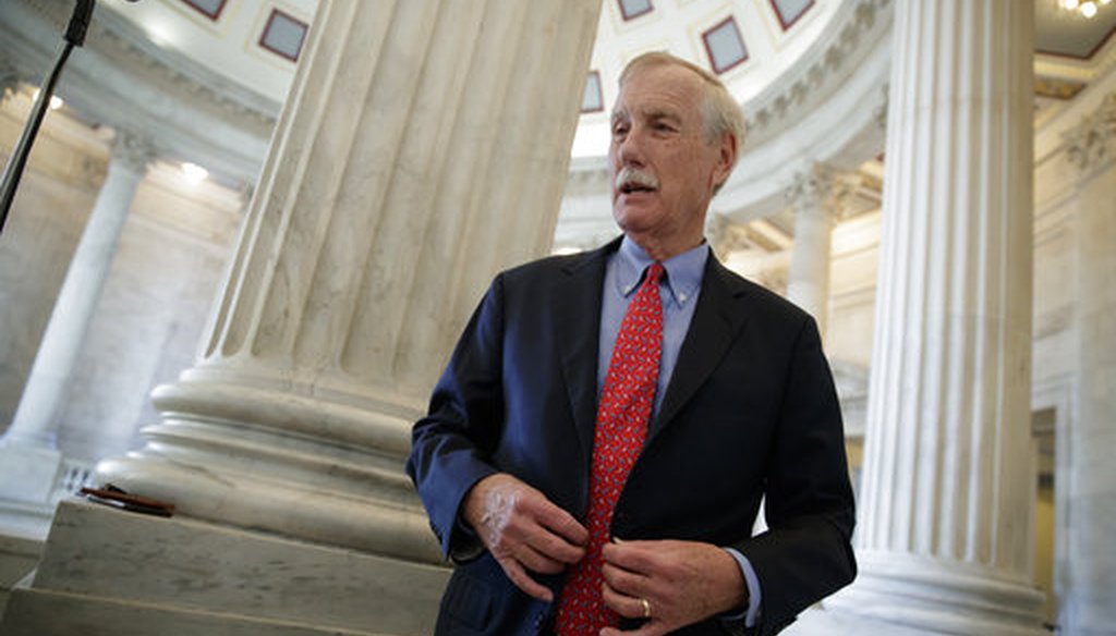 Sen. Angus King, I-Maine, on Capitol Hill Friday, Dec. 1, 2017. (AP Photo/J. Scott Applewhite)