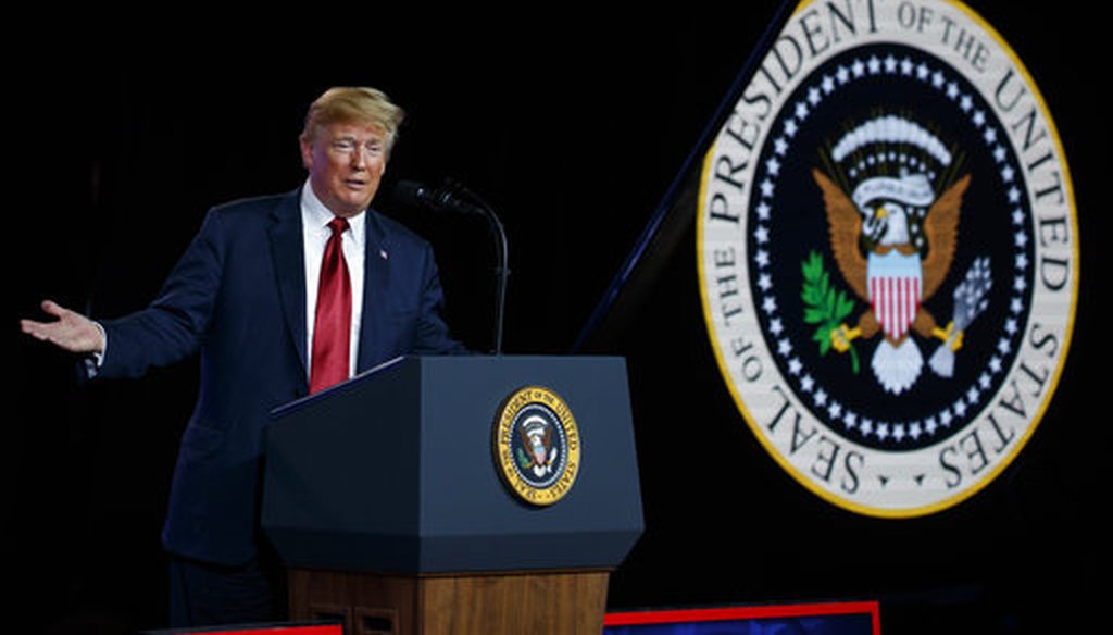 President Donald Trump speaks after a tour of a Foxconn facility, on June 28, 2018, in Mt. Pleasant, Wis. (AP/Evan Vucci)