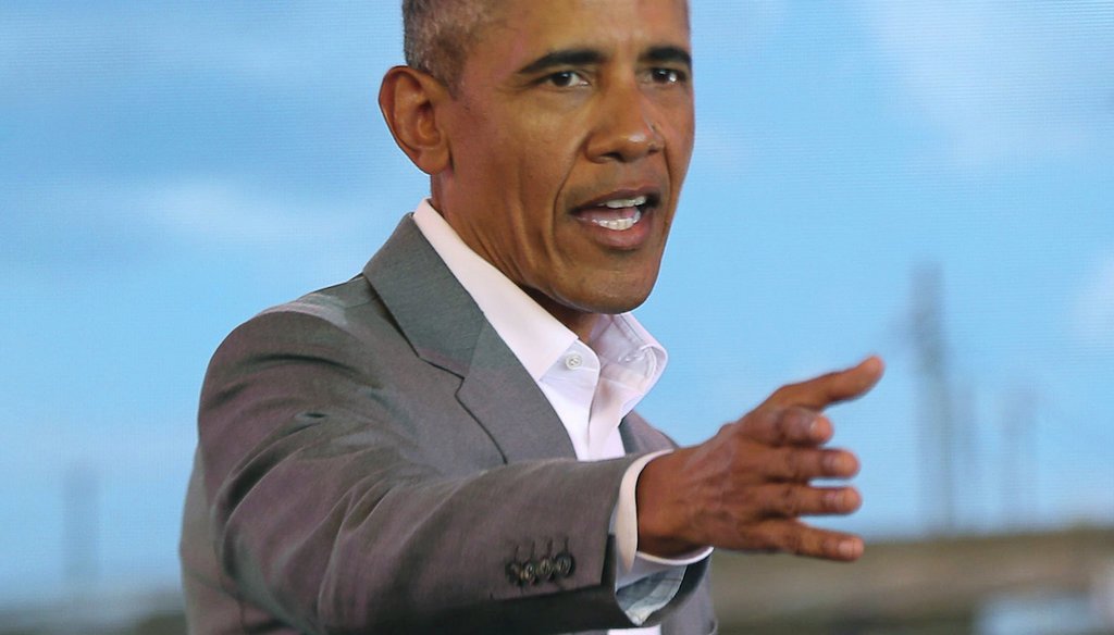 Former U.S. President Barack Obama gestures to the crowd during an event in Kogelo, Kisumu, Kenya, on July 16, 2018. Obama was in Kenya to launch a sports and training center founded by his half-sister, Auma Obama. (AP)