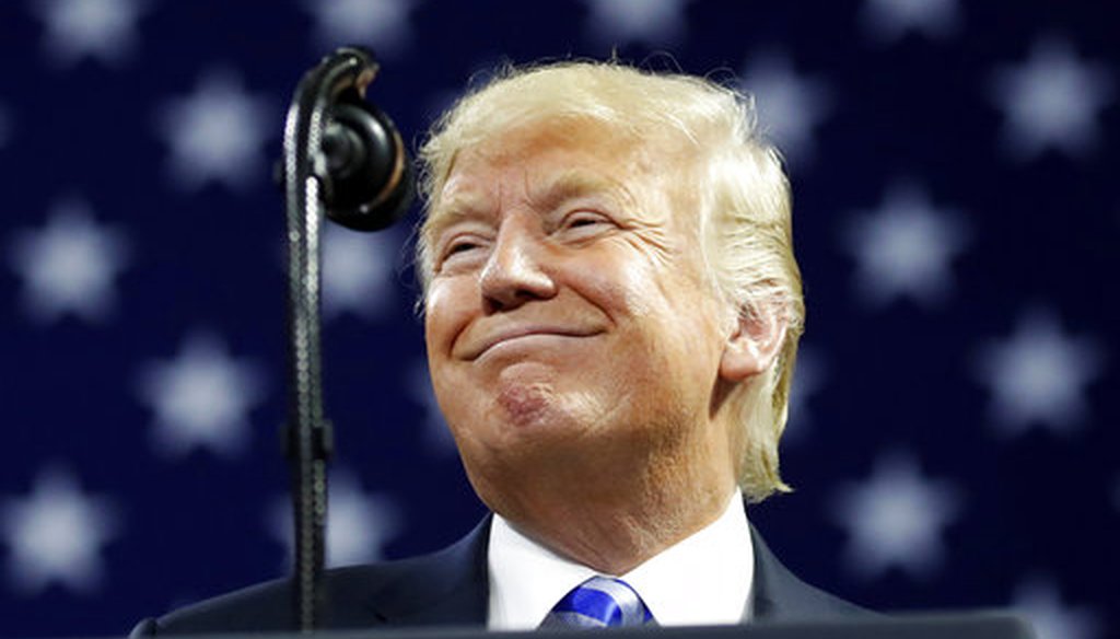 President Donald Trump pauses while speaking during a rally on Aug. 21, 2018, in Charleston, W.Va. (AP/Alex Brandon)