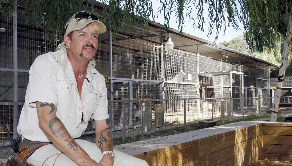 In this Aug. 28, 2013, file photo, Joseph Maldonado answers a question during an interview at the zoo he runs in Wynnewood, Okla.  (AP)