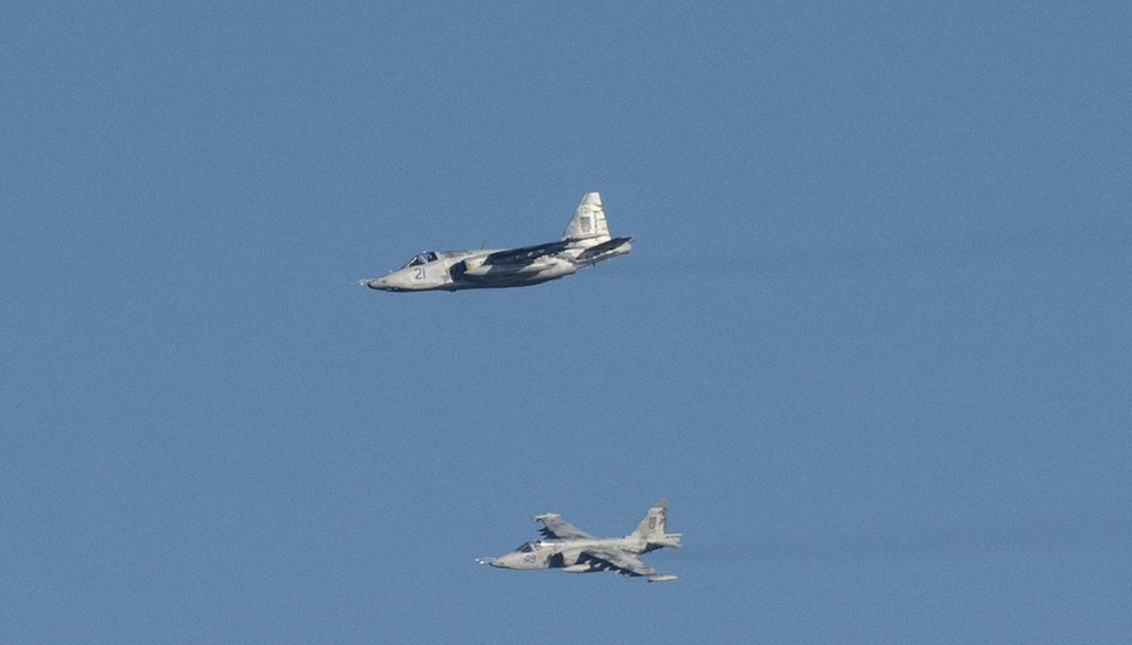 Ukrainian fighter jets fly during military exercise near Urzuf, south coast of Azov sea, eastern Ukraine, Thursday, Nov. 29, 2018. (AP)