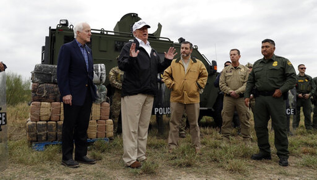 President Donald Trump speaks to the media as he tours the U.S. border with Mexico at the Rio Grande on the southern border, Thursday, Jan. 10, 2019, in McAllen, Texas. (AP Photo/ Evan Vucci)