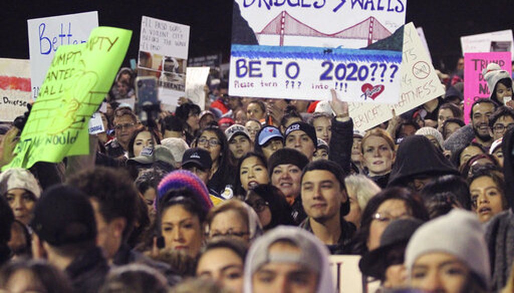 An outdoor rally for former Rep. Beto O'Rourke, D-Texas, outside the El Paso County Coliseum on Feb. 11, 2019. (AP)