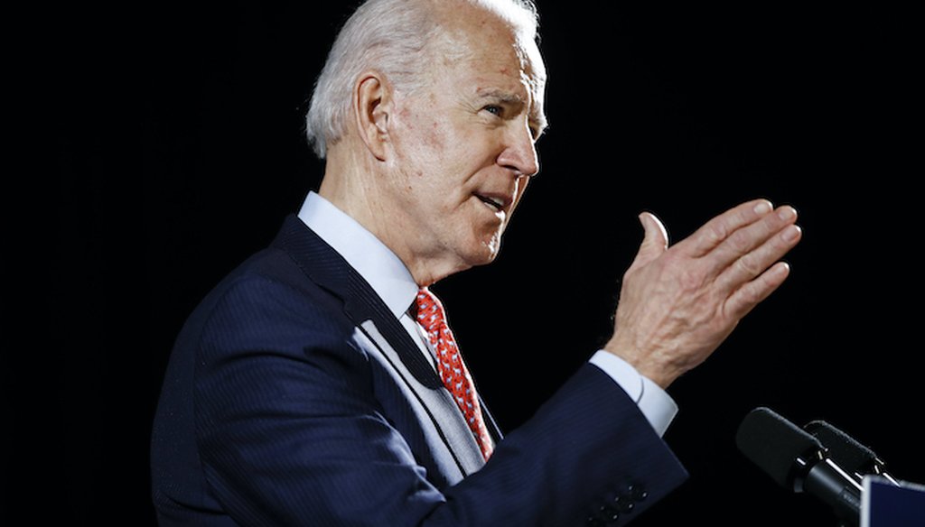 Democratic presidential candidate Joe Biden speaks about the coronavirus on March 12, 2020, in Wilmington, Del. (AP)