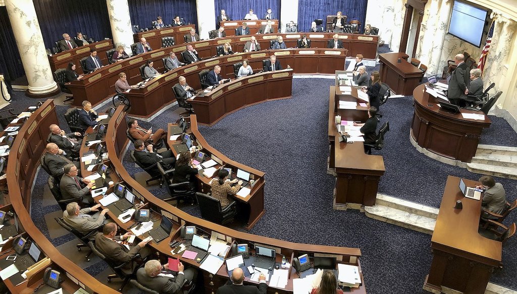 This Feb. 27, 2020, file photo, shows the Idaho House of Representatives in the Idaho Statehouse in Boise, Idaho. (AP)