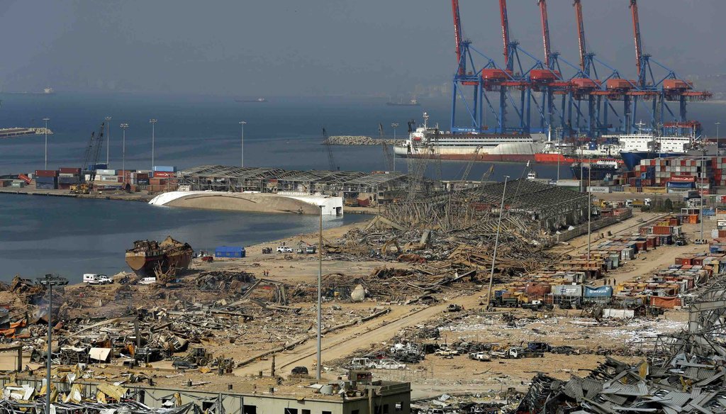 Beirut's port area lies in ruins following a massive explosion on Aug. 4, 2020. (AP)