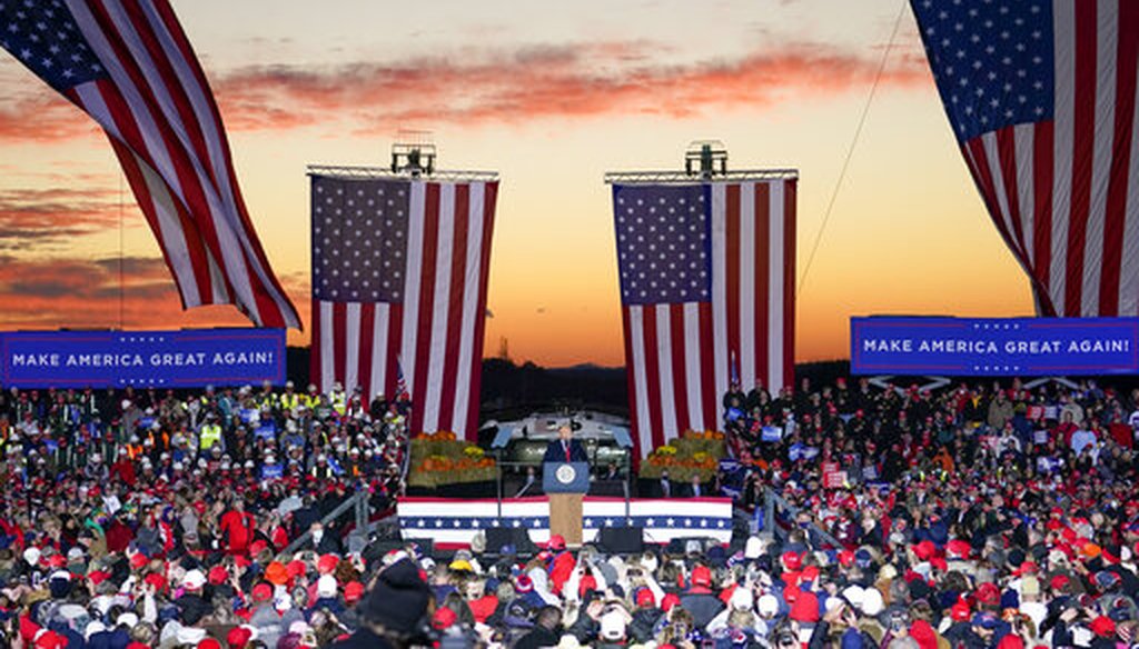 President Donald Trump addresses supporters at an airport rally in Butler County, Pa., Oct. 31, 2020. (AP)