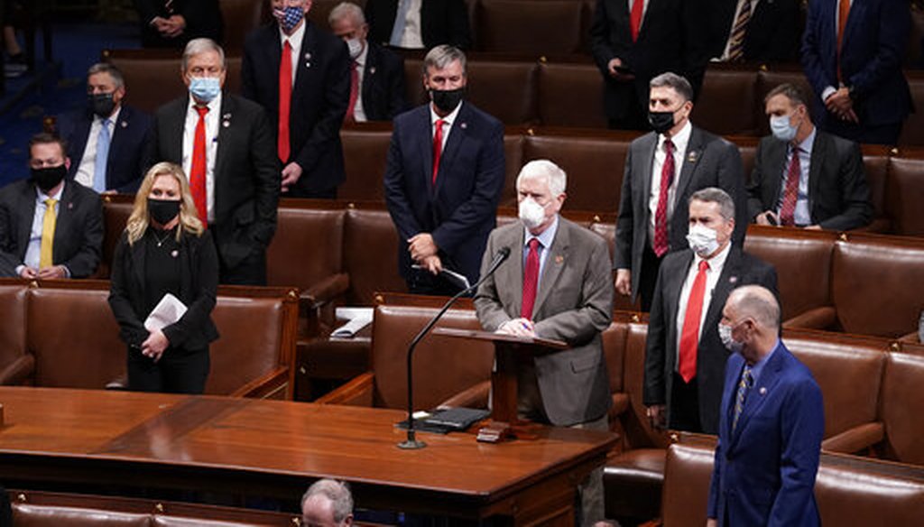 Rep. Mo Brooks, R-Ala., objects to confirming the Electoral College votes from Nevada during a joint session of Congress early Jan 7, 2021. (AP)