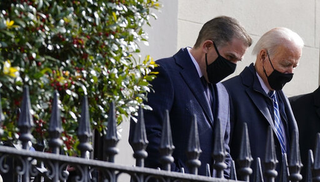 President Joe Biden and his son Hunter after attending Mass at Holy Trinity Catholic Church on Jan. 24, 2021, in Washington, D.C. (AP)