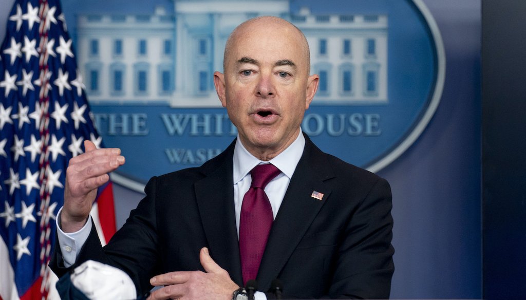 Homeland Security Secretary Alejandro Mayorkas speaks during a press briefing at the White House March 1, 20201. (AP)