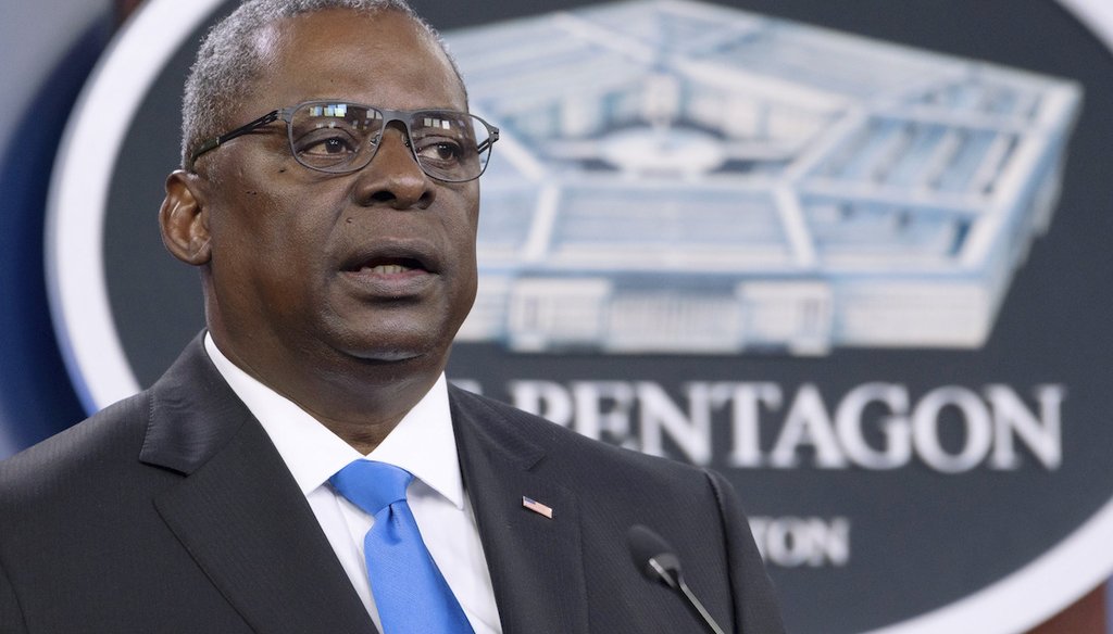 Defense Secretary Lloyd Austin speaks at a press briefing at the Pentagon in Washington on July 21, 2021. (AP/Wolf)