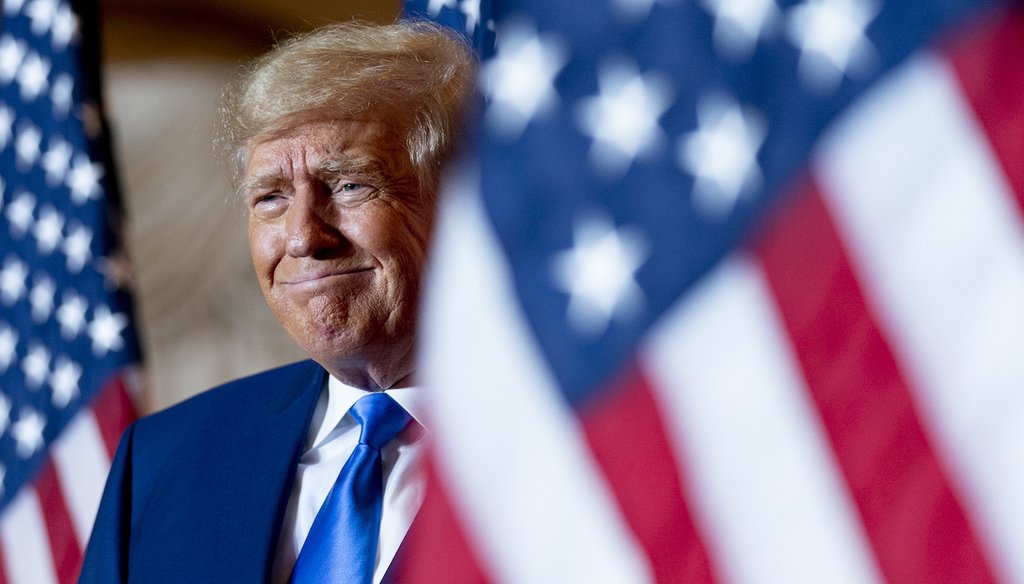 Former President Donald Trump takes the stage to speak at Mar-a-Lago on Election Day, Nov. 8, 2022, in Palm Beach, Fla. (AP)