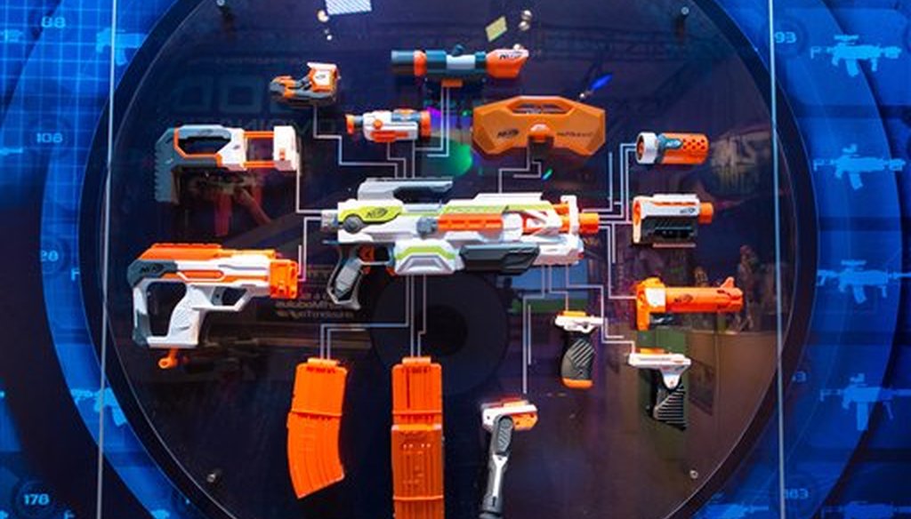 Hasbro introduces Nerf Modulus on Saturday, Feb 14, 2015 at its showroom during the North American International Toy Fair in New York (Photo by Matt Peyton/Invision for Hasbro/AP Images)