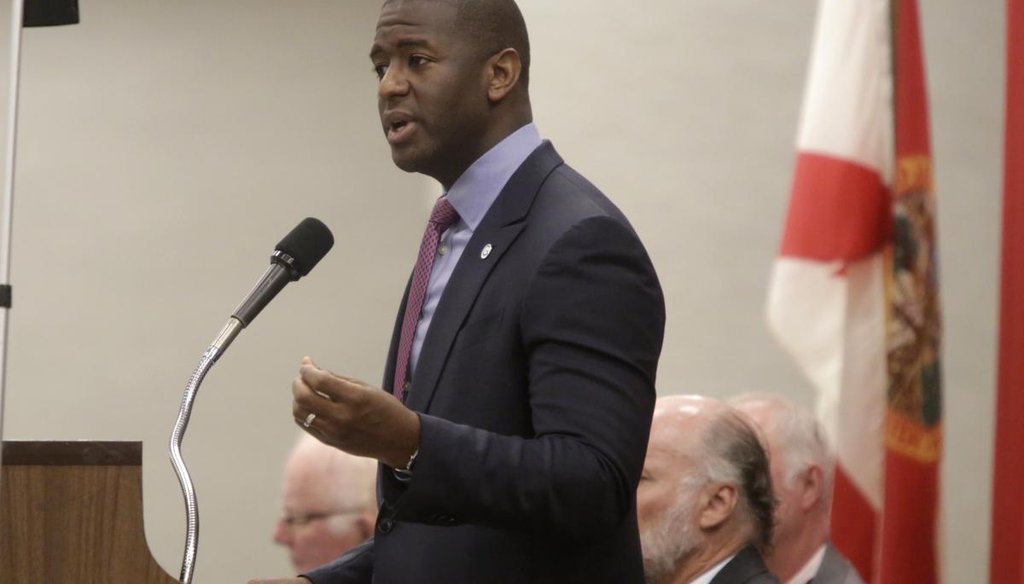 Tallahassee Mayor Andrew Gillum speaks at the meeting of the Tiger Bay Club at the Tucker Civic Center in Tallahassee, Fla., on May 31, 2017. (Tallahassee Democrat via AP) 