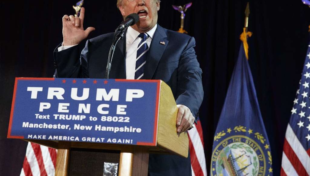 Republican presidential nominee Donald Trump speaks at a campaign rally in Manchester, N.H., on Oct. 28, 2016. (AP photo)