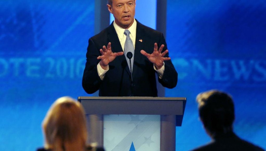 Martin O'Malley talking at the New Hampshire Democratic presidential debate. (AP)