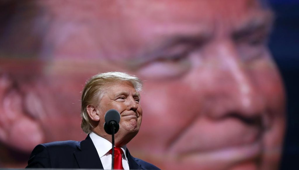 Republican Presidential Candidate Donald Trump, speaks during the final day of the Republican National Convention in Cleveland, July 21, 2016. (AP)