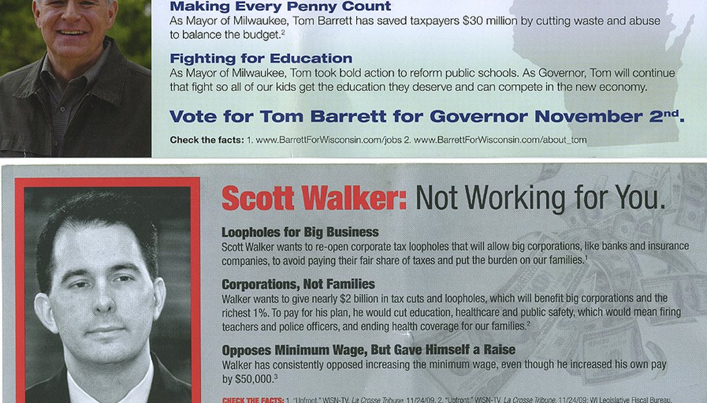 Campaign literature distributed by Advancing Wisconsin