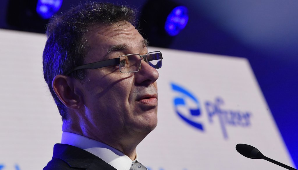 Pfizer CEO Albert Bourla in April, 2021 (AP photo)