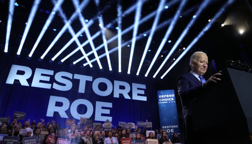 President Joe Biden speaks Jan. 23, 2024, at an abortion rights event on the campus of George Mason University in Manassas, Va. (AP)