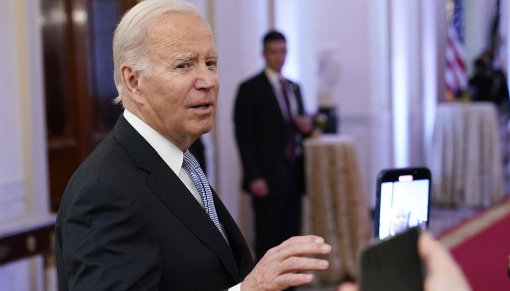 President Joe Biden talks with reporters at the White House on Jan 20, 2023. (AP)