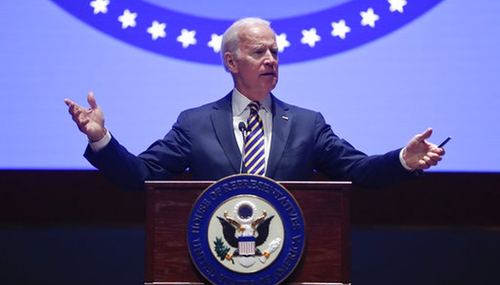 Former Vice President Joe Biden speaks to the House Democratic Issues Conference on Capitol Hill in Washington, Wednesday, Feb. 7, 2018. (AP)