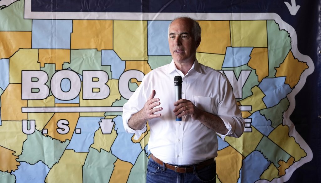 Sen. Bob Casey, D-Pa., speaks, July 1, 2024, during a campaign event in Scranton, Pa. (AP)