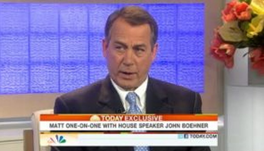 House Speaker John Boehner, R-Ohio, appeared on NBC's Today show on May 10, 2011. We checked his facts on job creation.