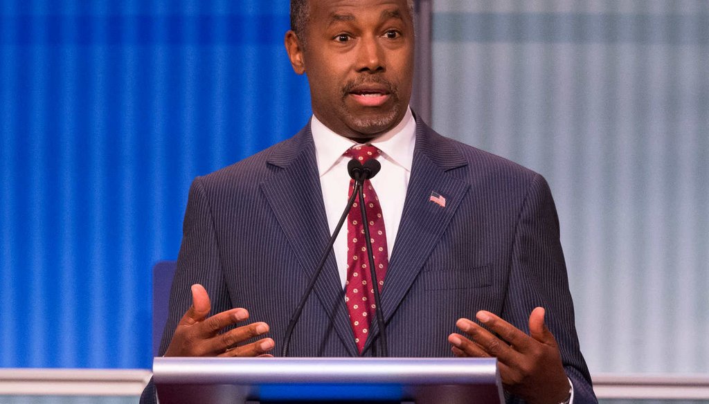 Republican presidential candidate Ben Carson speaks during the first Republican presidential debate in Cleveland, Ohio. (AP)