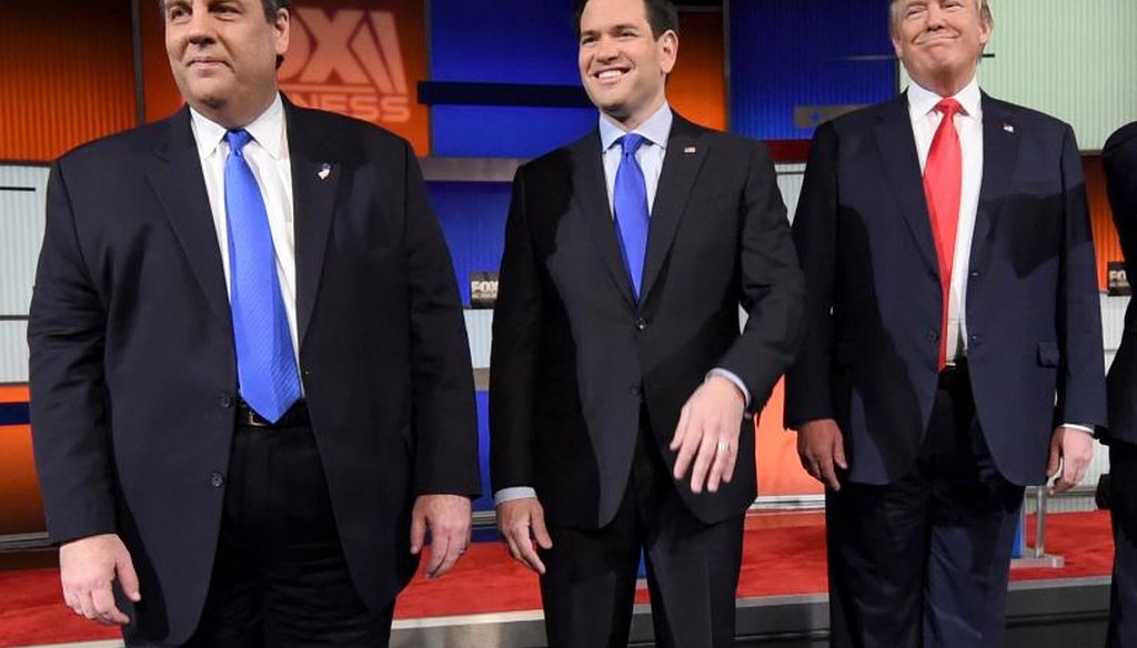 Chris Christie sparred with Marco Rubio during the Republican debate in South Carolina Jan. 14, 2016. (AFP/Getty Images)