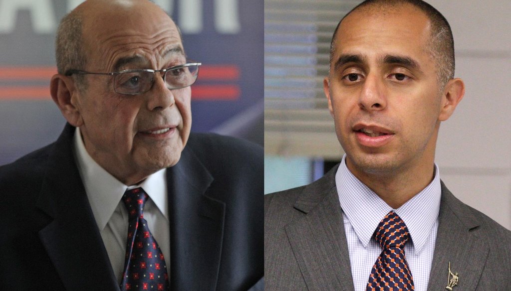 Vincent "Buddy" Cianci, an Independent, and Jorge Elorza, a Democrat, both candidates for mayor of Providence (The Providence Journal / Steve Szydlowski and Kris Craig)