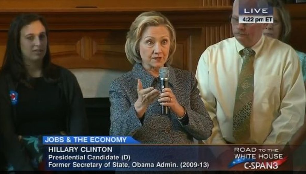 Presidential candidate Hillary Clinton spoke to supporters in Mason City, Iowa, on May 19, 2015.