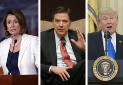 Trump and Democratic views on FBI's Comey at key turning points