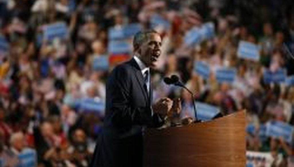 President Barack Obama speaks Thursday night at the Democratic National Convention in Charlotte, N.C.