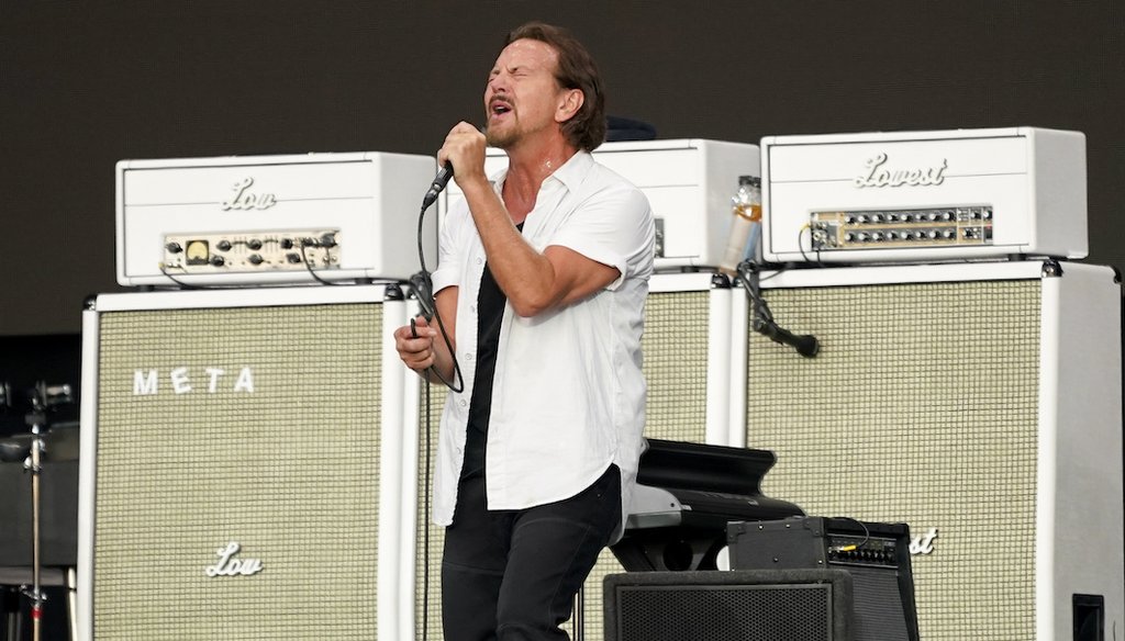 Eddie Vedder of Pearl Jam performs live onstage at BST Hyde Park, in London, Friday, July 8, 2022. (Photo by Alberto Pezzali/Invision/AP)