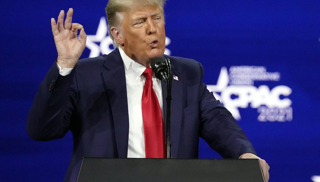 Former President Donald Trump speaks at the Conservative Political Action Conference in Orlando, Fla. on Feb. 28, 2021(AP)