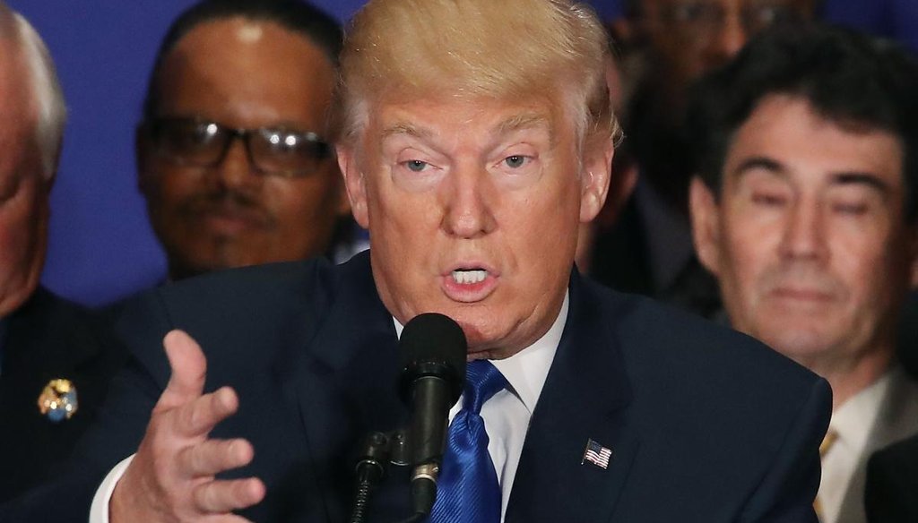 Republican presidential nominee Donald Trump speaks during a campaign event at the Trump International Hotel, Sept. 16, 2016, in Washington. (Getty)