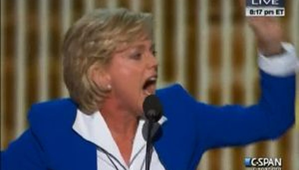 Former Michigan Gov. Jennifer Granholm addresses the Democratic National Convention in Charlotte, N.C.