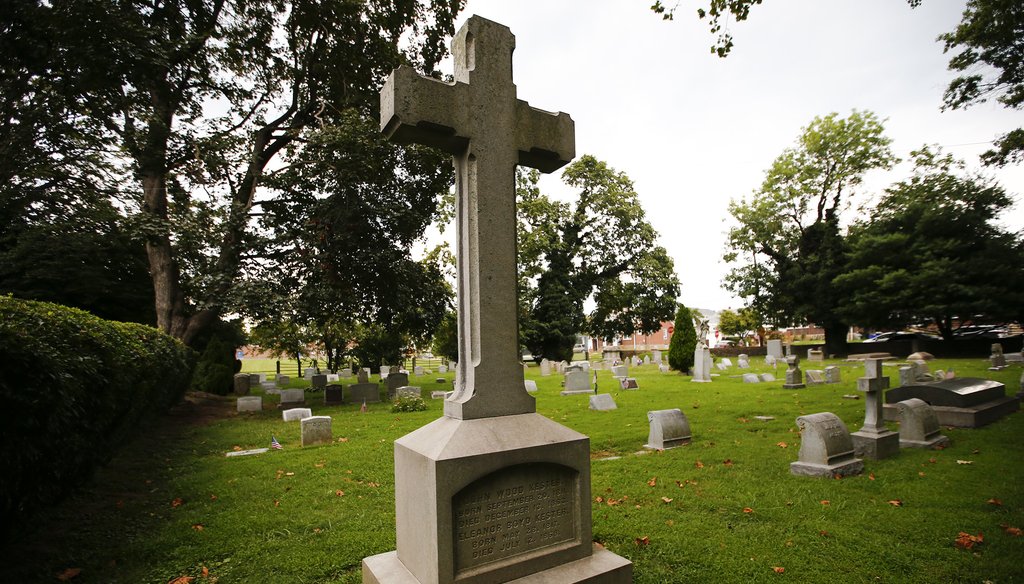 A headstone in the Old Trinity Church graveyard in the Lawndale section of Northeast Philadelphia on Monday, September 9, 2019. YONG KIM / Inquirer Staff Photographer